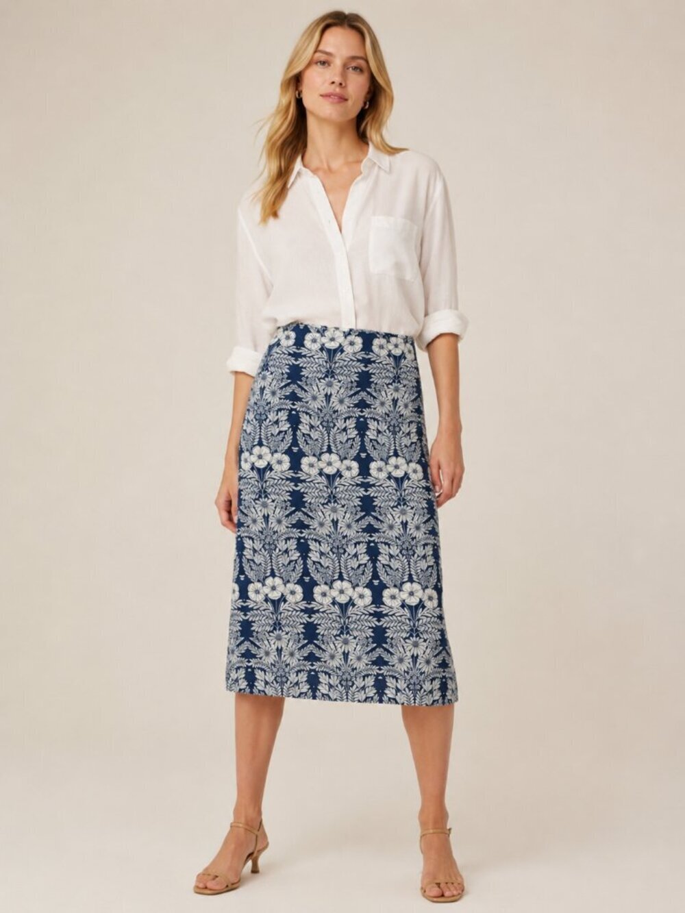J.crew Abigail Borg blue silk skirt size 2